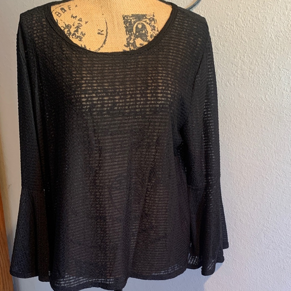 Nally & Millie Black Sheer Blouse